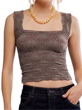 NWOT Intimately Textured Square-Neck Crop Tank Top in Brown